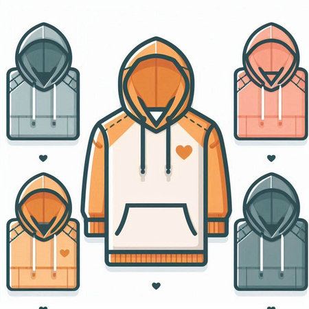 Winter clothing icon set in flat style. Vector illustration. Eps 10.のイラスト素材
