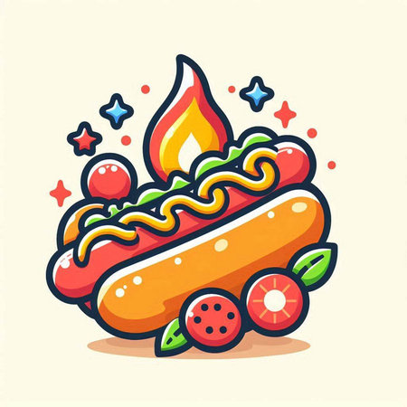 Hot dog vector icon, fast food illustration, hot dog vector iconのイラスト素材