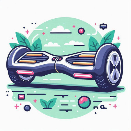Modern self-balancing electric scooter. Vector illustration in flat style.のイラスト素材
