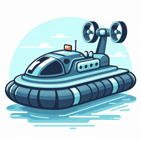 Cartoon futuristic submarine. Vector illustration in a flat style. Isolated on white background.のイラスト素材