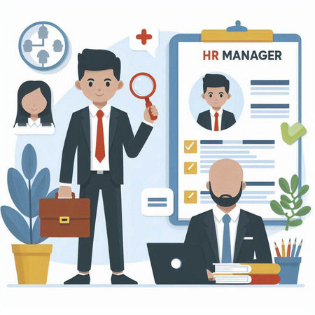 Human resource management. Recruitment agency. Job interview. Human resources concept.のイラスト素材