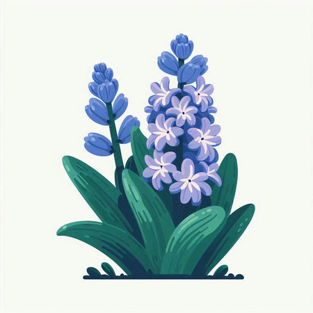 Beautiful hyacinth flowers. Vector illustration in cartoon style.のイラスト素材