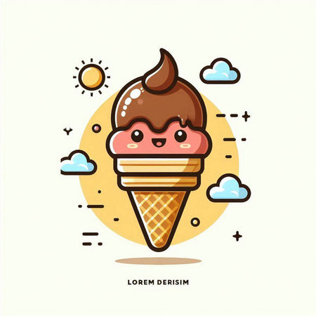 Cute ice cream character. Vector flat cartoon illustration icon design.のイラスト素材
