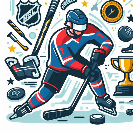 Hockey player. Vector illustration of a hockey player on the ice.のイラスト素材