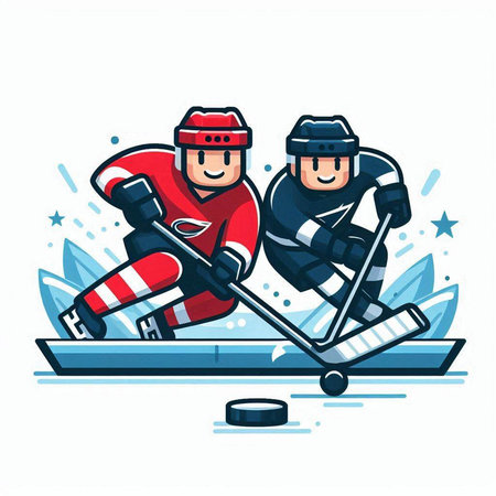 Hockey players on ice skates. Vector illustration in cartoon style.のイラスト素材