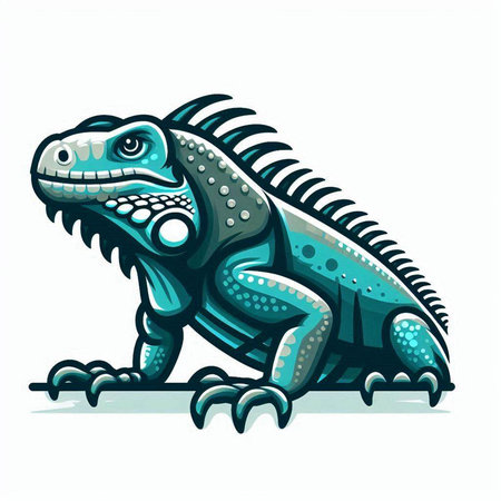 Blue iguana isolated on white background. Vector illustration. Eps 10.のイラスト素材