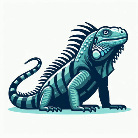 Blue iguana isolated on white background. Vector illustration. Eps 10.のイラスト素材