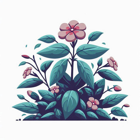 Flowers and leaves. Hand drawn vector illustration in cartoon style.のイラスト素材