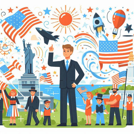Happy President's Day. Independence Day of USA. Vector illustration in flat styleのイラスト素材