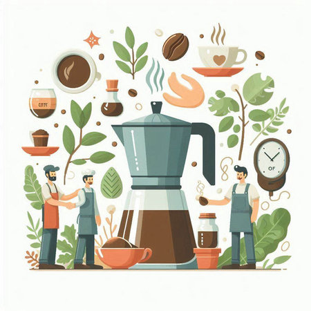 Coffee shop, cafe, restaurant, barista. Vector illustrationのイラスト素材