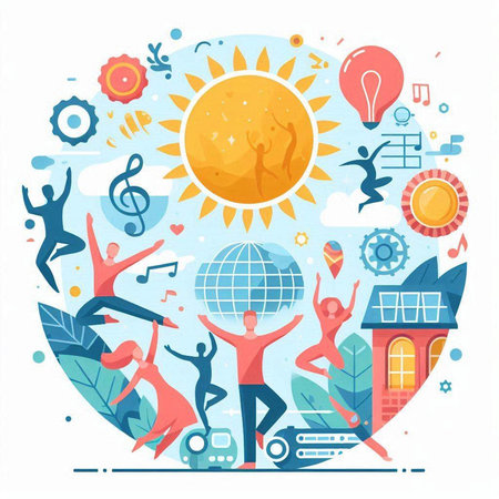 People around the world. Vector illustration in flat design style. Concept for web banners, promotional materials, printed materials.のイラスト素材