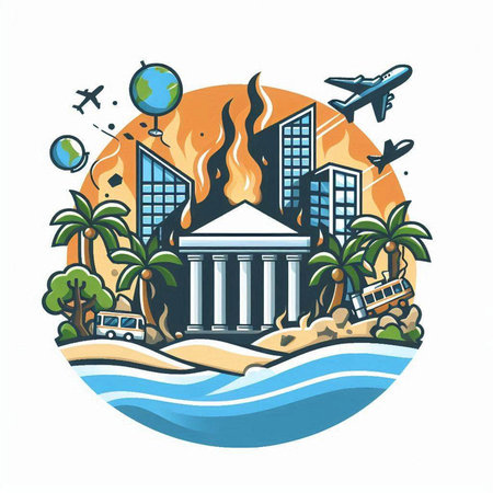 Travel to the city. Vector illustration in retro style. Elements for your designのイラスト素材