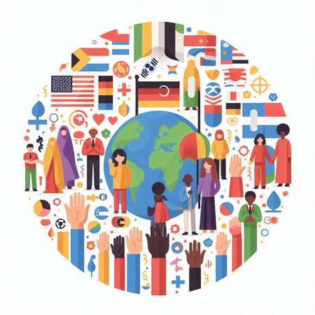 People around the world. Vector illustration in flat style. The concept of international communication.のイラスト素材