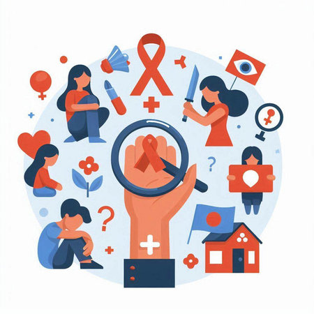 Flat design vector illustration concept for World Aids Day. Icons for social media, website and mobile website development.のイラスト素材