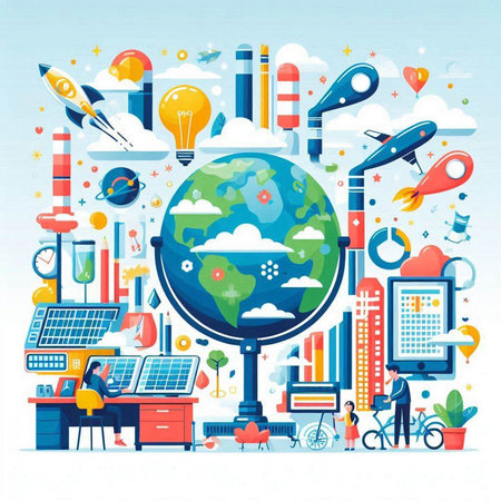 Flat design vector illustration concept of education, science and technology.のイラスト素材