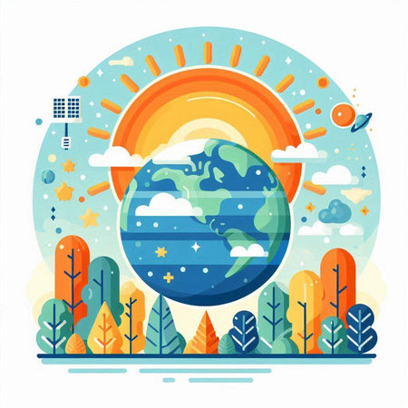 Earth day concept. Flat illustration of earth day vector concept for web designのイラスト素材