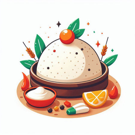 Illustration of chinese cake on white background, vector illustration.のイラスト素材