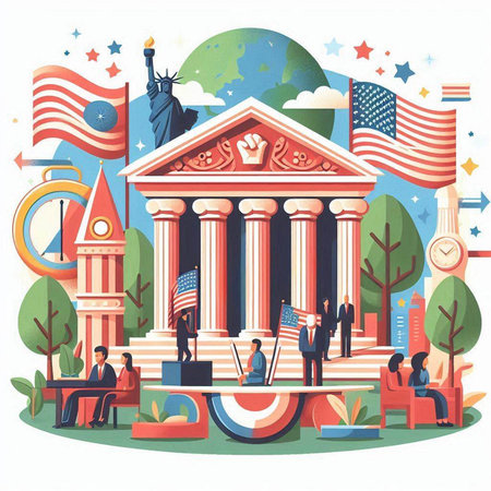 United States of America concept. Cartoon illustration of United States of America vector concept for web designのイラスト素材