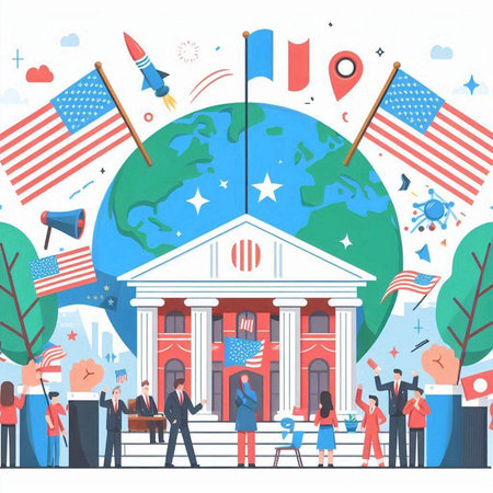 Vector illustration of United States of America National Education Day concept. Flat style design.のイラスト素材