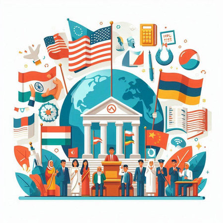 Concept of international education. Vector illustration in flat design style.のイラスト素材