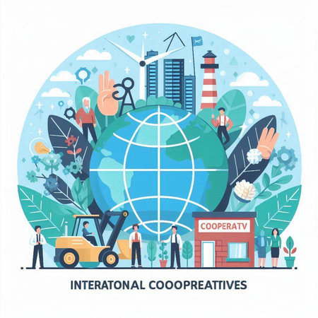 International industry concept. Flat design vector illustration. Global business and environmental protection.のイラスト素材
