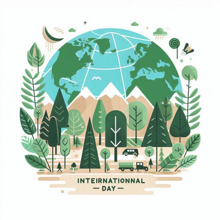 International Day of Forests. Vector Illustration. World Environment Day.のイラスト素材