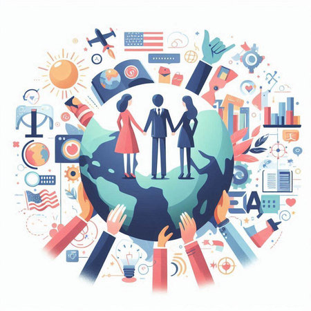 People around the world. Concept of global communication. Vector illustration.のイラスト素材