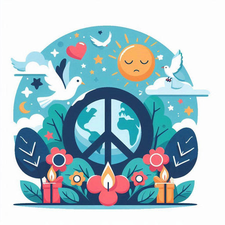 Peace and love concept. Vector illustration in flat style. Peace and peace symbol.のイラスト素材