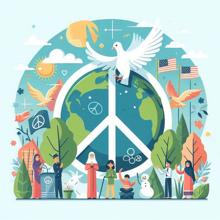 International Day of Peace. World Peace Day. Vector illustration in flat styleのイラスト素材