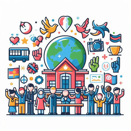 Concept of education, school, college, university. Vector illustrationのイラスト素材