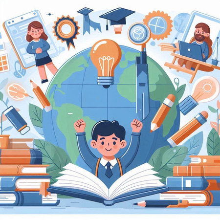 Education concept. Cartoon illustration of education concept vector concept for web designのイラスト素材