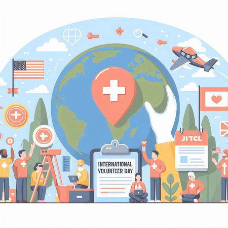 Vector illustration of people around the world in flat style. Healthcare and medical concept.のイラスト素材