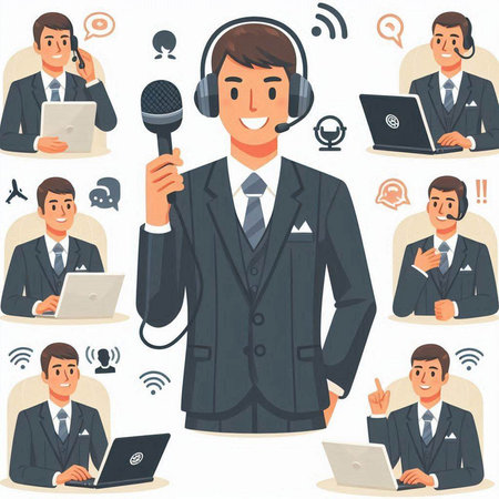 Set of call center and telemarketing icons. Vector illustration.のイラスト素材