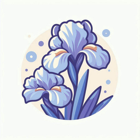 Illustration of a blue iris flower on a white background.のイラスト素材