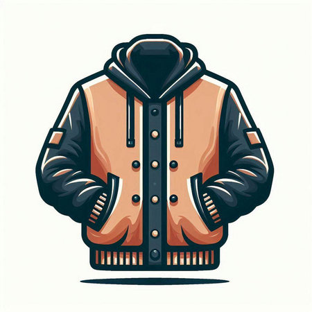 Vector illustration of a winter jacket isolated on a white background. Cartoon style.のイラスト素材