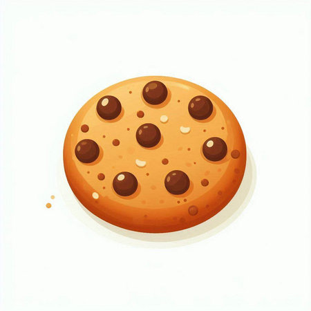 Chocolate chip cookie isolated on white background. Vector cartoon illustration.のイラスト素材