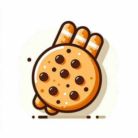Vector illustration of a cookie with chocolate chips on a white background.のイラスト素材