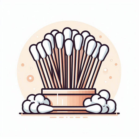 Cotton swabs and cotton buds. Vector illustration in flat styleのイラスト素材