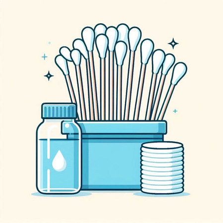 Cotton swabs, cotton buds, cotton swabs, cotton buds. Vector illustration.のイラスト素材