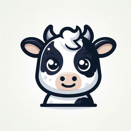 Cute cartoon cow isolated on a white background. Vector illustration.のイラスト素材