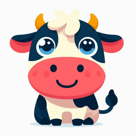 Cute cartoon cow. Farm animal. Vector illustration in a flat styleのイラスト素材