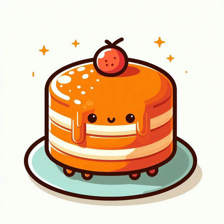 Cute cartoon cake isolated on a white background. Vector illustration.のイラスト素材
