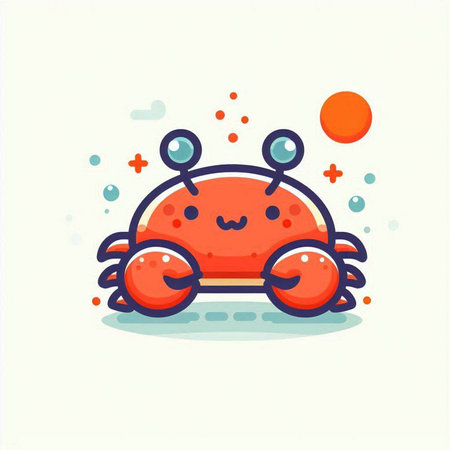 Cute cartoon crab. Vector illustration isolated on a white background.のイラスト素材