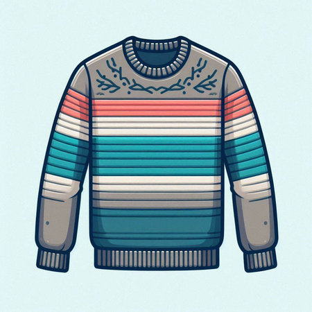 Illustration of a sweater with a pattern on a blue background.のイラスト素材