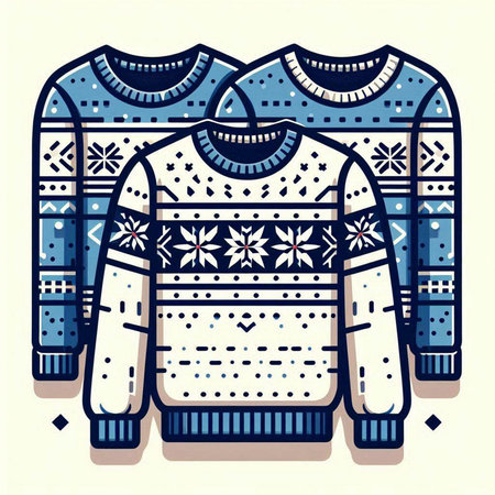 Vector illustration of sweater with snowflakes in doodle style.のイラスト素材