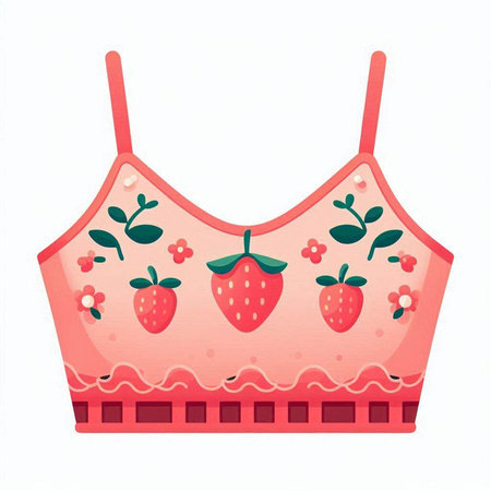 Women's swimsuit with a pattern of strawberries on a white backgroundのイラスト素材