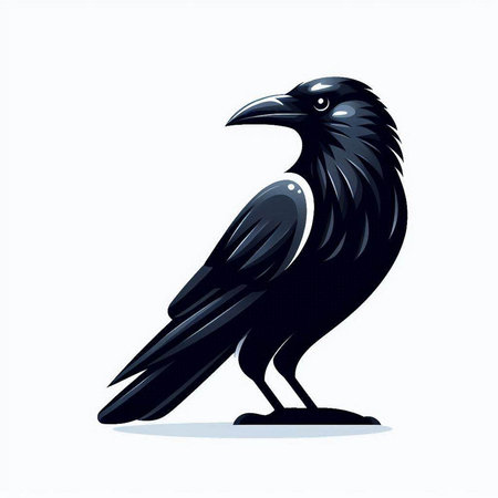 Crow. Vector illustration of a raven on a white background.のイラスト素材