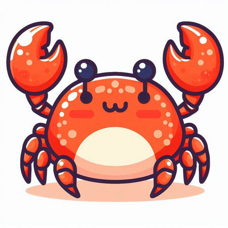 Cute cartoon crab character. Vector illustration of a sea animal.のイラスト素材