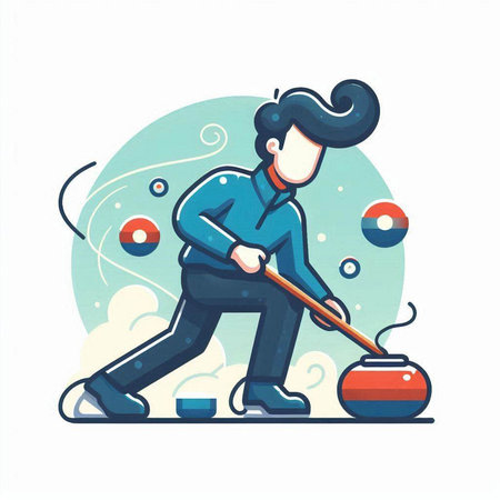 Cartoon character of a man playing ice hockey. Vector illustration.のイラスト素材