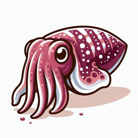 Illustration of a cartoon squid on a white background, vector illustrationのイラスト素材
